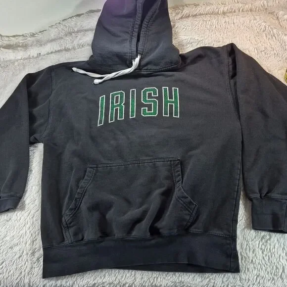 Vintage Bay State Apparel "IRISH" Pullover Kangaroo Hoodie Sweatshirt Men's L - Picture 7 of 10
